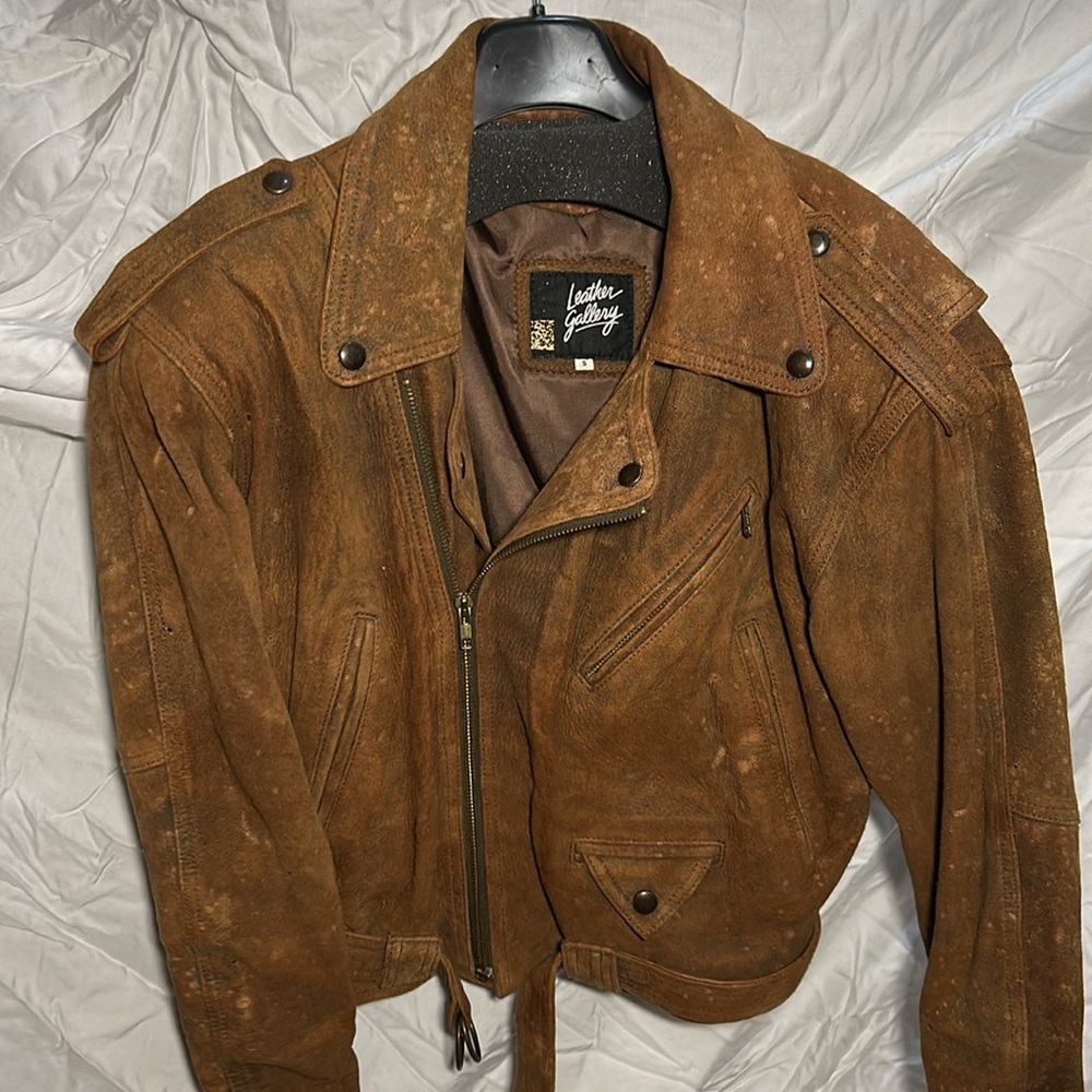 Vintage bomber style jacket. Size small. Super soft suede. Rock the 80’s